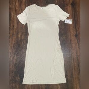 Nordstrom bp Ivory Ribbed Crew Neck Dress Size Small